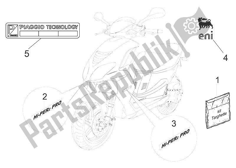 All parts for the Plates - Emblems of the Piaggio NRG Power DD H2O CH 50 2011