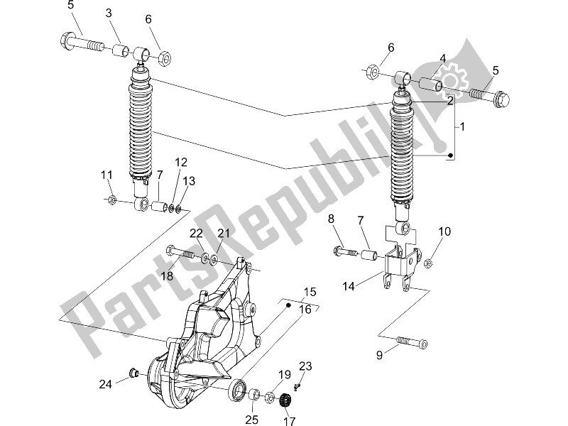 Toutes les pièces pour le Suspension Arrière - Amortisseur / S du Piaggio X9 125 Evolution Powered 2005