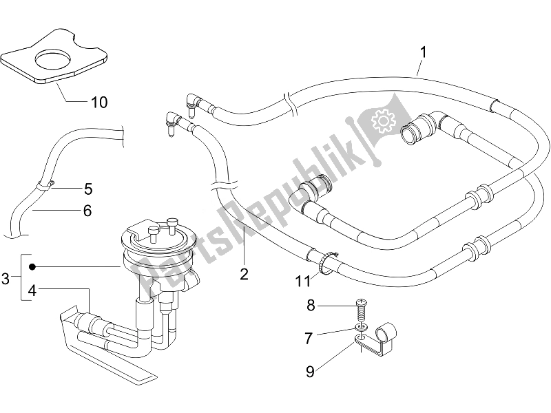 Todas las partes para Sistema De Suministros de Piaggio Beverly 500 Cruiser E3 2007