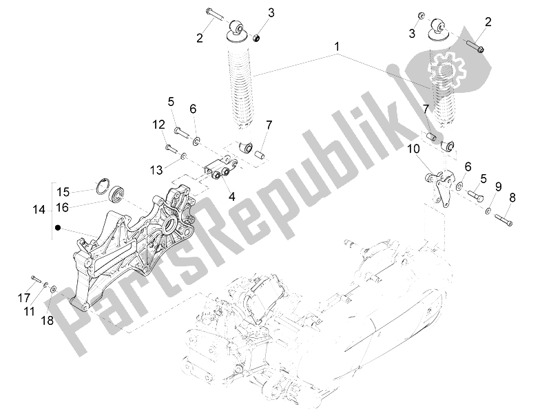 All parts for the Rear Suspension - Shock Absorber/s of the Piaggio X 10 350 4T 4V I E E3 2012