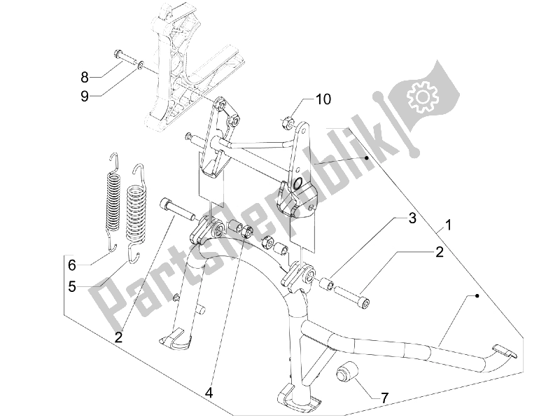 All parts for the Stand/s of the Piaggio MP3 500 Sport USA 2010