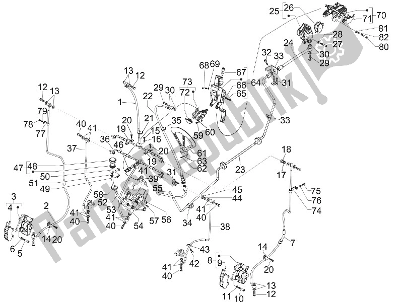 All parts for the Brakes Pipes - Calipers of the Piaggio MP3 125 IE Touring 2011