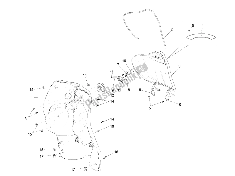 Todas las partes para Guantera Frontal - Panel De Rodilleras de Piaggio Liberty 50 4T MOC 2009