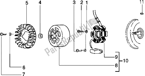 Todas as partes de Magneto Volante do Piaggio Typhoon 125 1995
