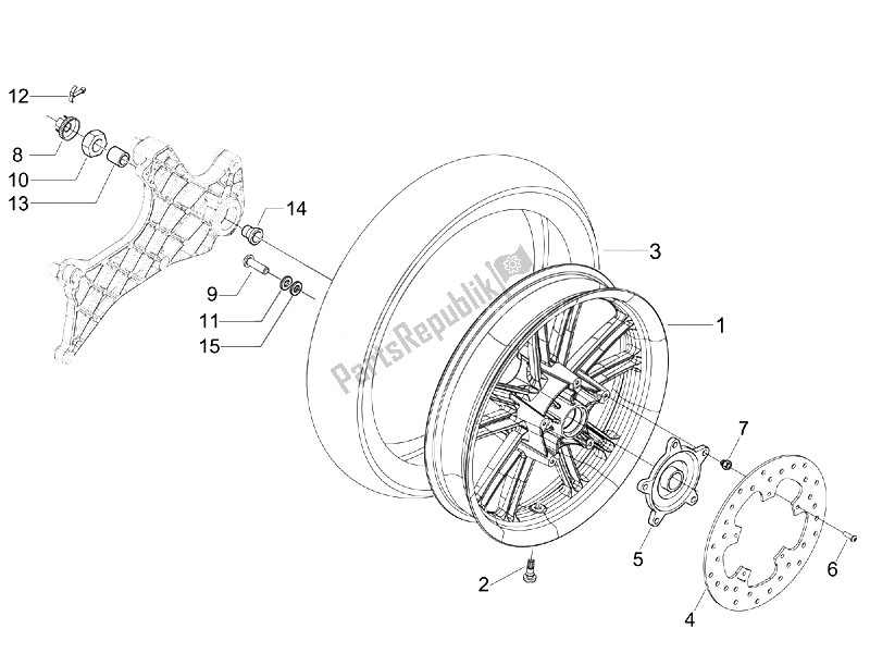Toutes les pièces pour le Roue Arrière du Piaggio Carnaby 125 4T E3 2007