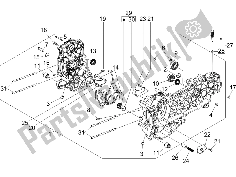 Wszystkie części do Skrzynia Korbowa (2) Piaggio MP3 250 USA 2007