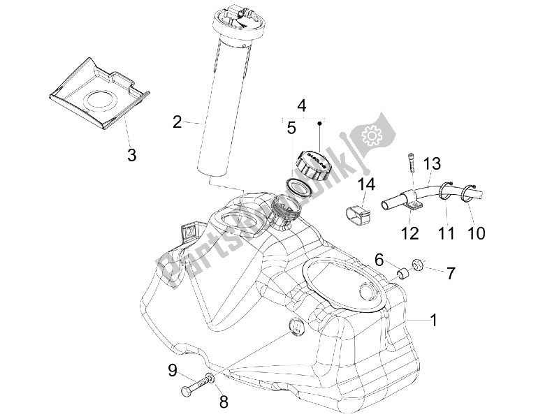 All parts for the Fuel Tank of the Piaggio X7 125 IE Euro 3 2009