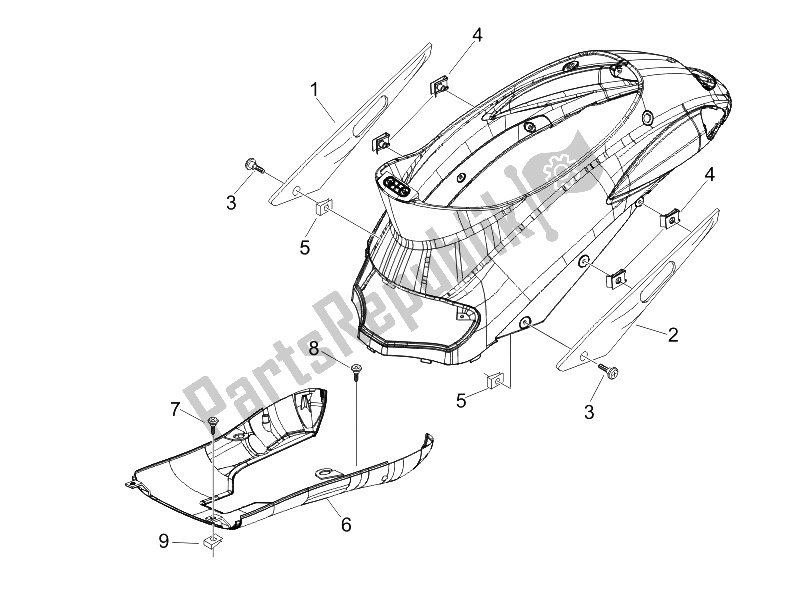 All parts for the Side Cover - Spoiler of the Piaggio Liberty 200 4T Sport E3 2006