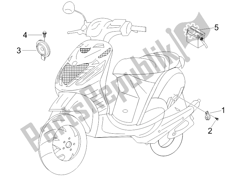 All parts for the Remote Control Switches - Battery - Horn of the Piaggio ZIP 50 SP Euro 2 2006