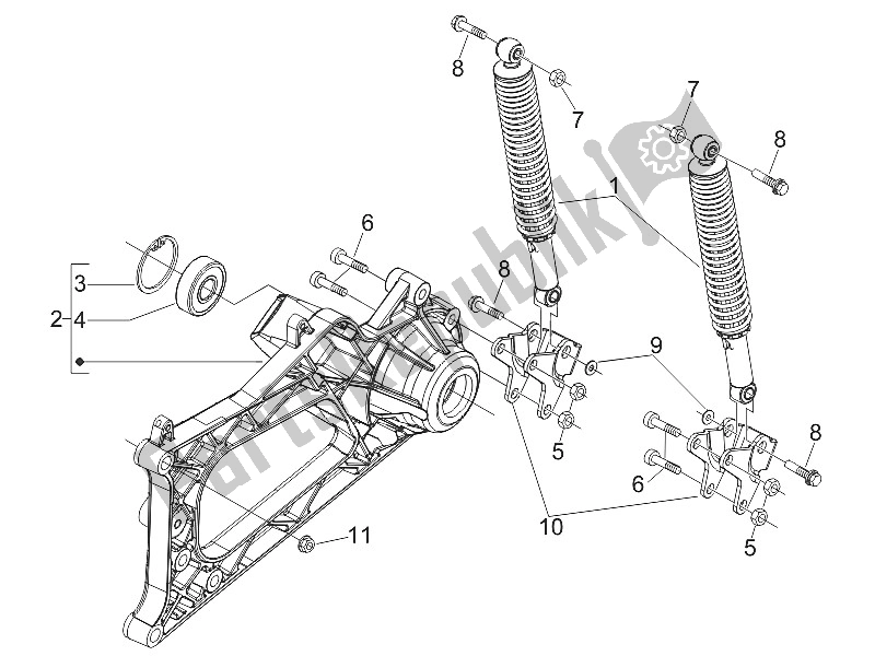 All parts for the Rear Suspension - Shock Absorber/s of the Piaggio MP3 400 RL Touring 2011