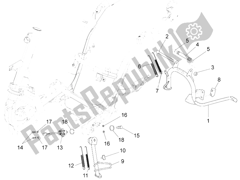 All parts for the Stand/s of the Piaggio FLY 150 4T 3V IE Australia 2015