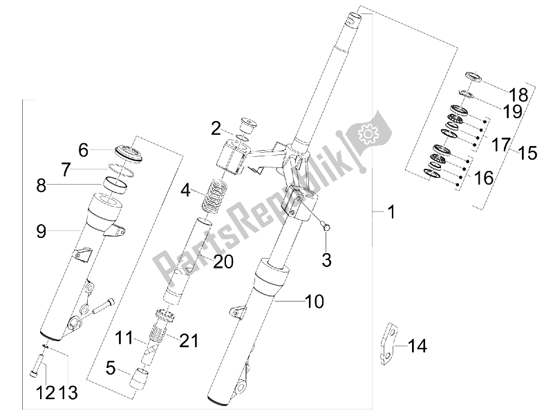 Todas las partes para Horquilla / Tubo De Dirección - Unidad De Rodamiento De Dirección de Piaggio X7 125 Euro 3 2008