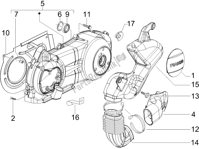 Toutes les pièces pour le Couvercle De Carter - Refroidissement Du Carter du Piaggio X EVO 250 Euro 3 2007