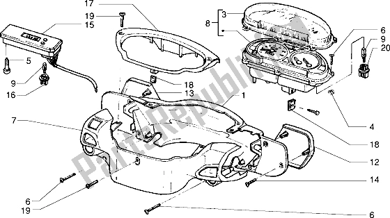 Toutes les pièces pour le Compteurs De Vitesse Kms.-couvre Guidon du Piaggio Skipper 125 1998