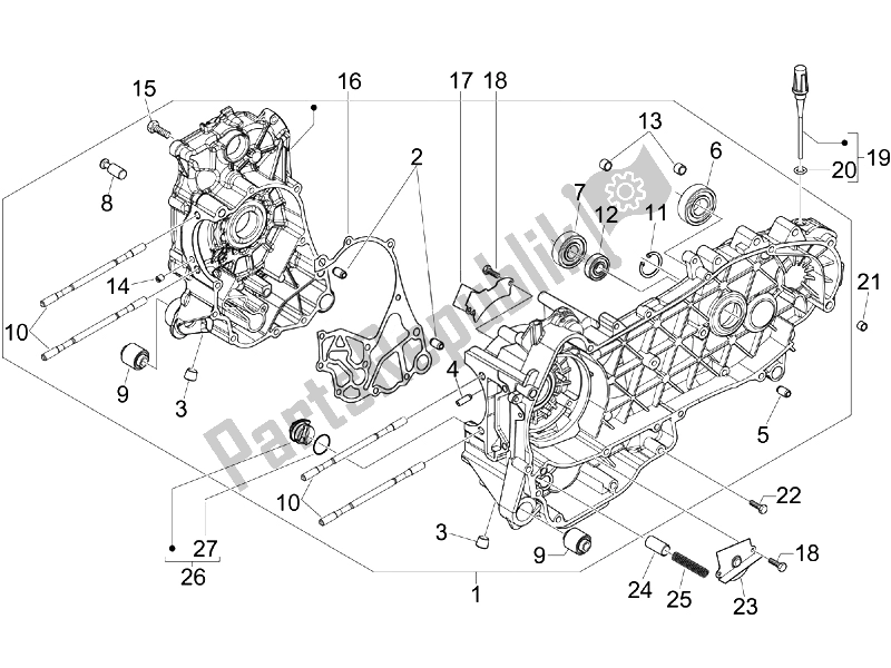 Toutes les pièces pour le Carter du Piaggio Beverly 250 Tourer E3 2007