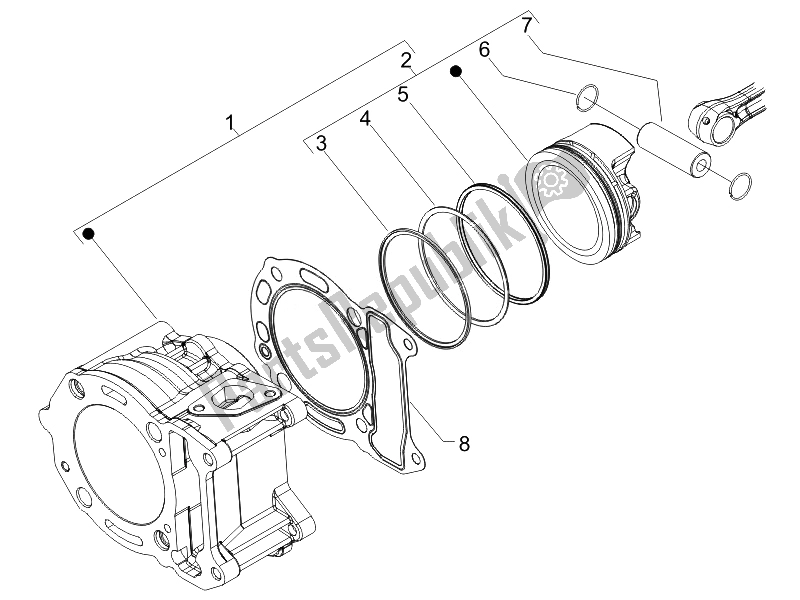 Toutes les pièces pour le Unité Cylindre-piston-axe De Poignet du Piaggio Beverly 125 Tourer E3 2007