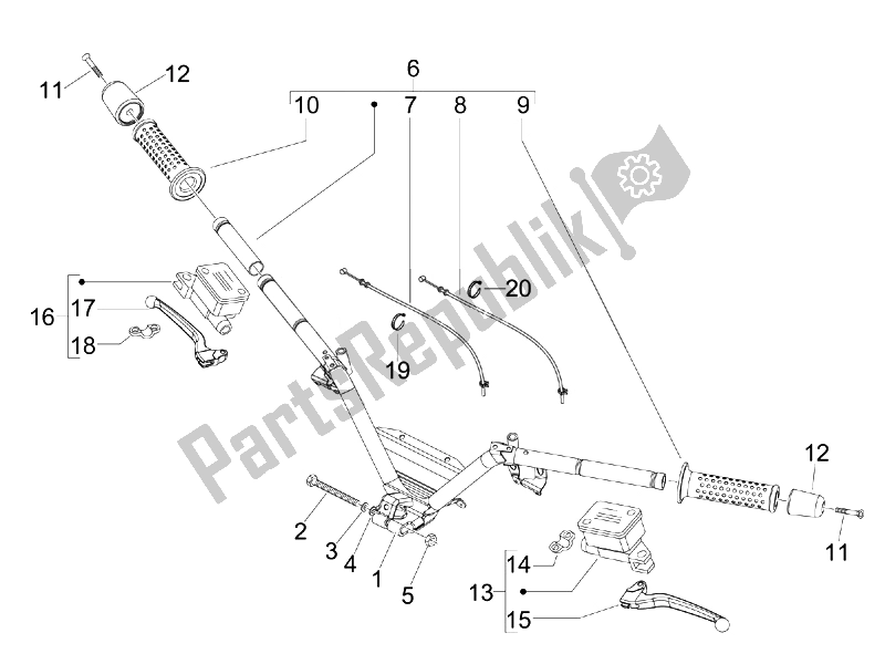 Tutte le parti per il Manubrio - Master Cil. Del Piaggio MP3 250 USA 2007