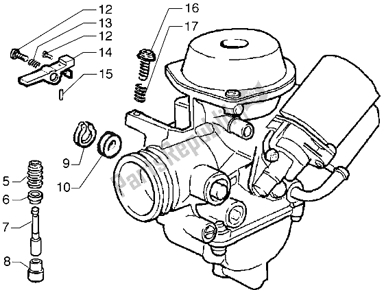 Toutes les pièces pour le Carburateur (3) du Piaggio Hexagon GTX 125 1999