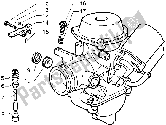 Toutes les pièces pour le Carburateur (3) du Piaggio Hexagon GTX 125 1999