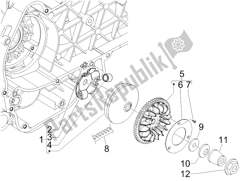 Toutes les pièces pour le Poulie Motrice du Piaggio FLY 125 4T E3 2009