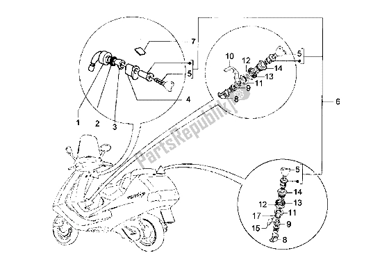 Tutte le parti per il Serrature del Piaggio Hexagon LXT 180 1998