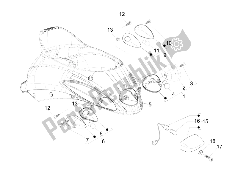 Toutes les pièces pour le Phares Arrière - Clignotants du Piaggio Liberty 125 4T Delivery E3 2007