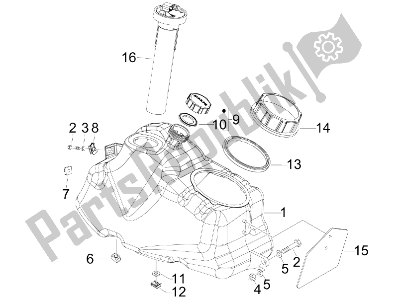 Toutes les pièces pour le Réservoir D'essence du Piaggio BV 500 USA 2008