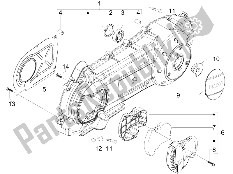 Wszystkie części do Pokrywa Skrzyni Korbowej - Ch? Odzenie Skrzyni Korbowej Piaggio X7 250 IE Euro 3 2008