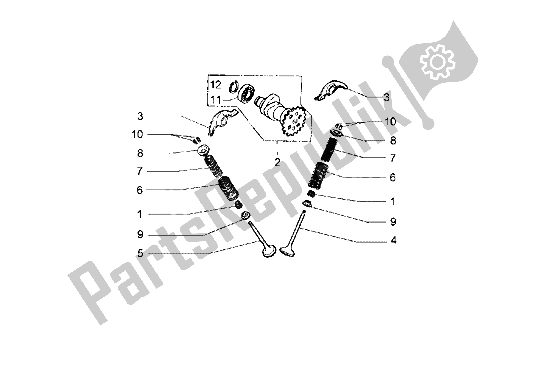 Todas as partes de árvore De Cames -válvula do Piaggio Hexagon GT 250 1998
