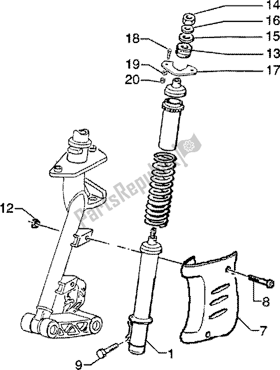 Toutes les pièces pour le Couvercle D'amortisseur Avant du Piaggio ZIP SP 50 1996