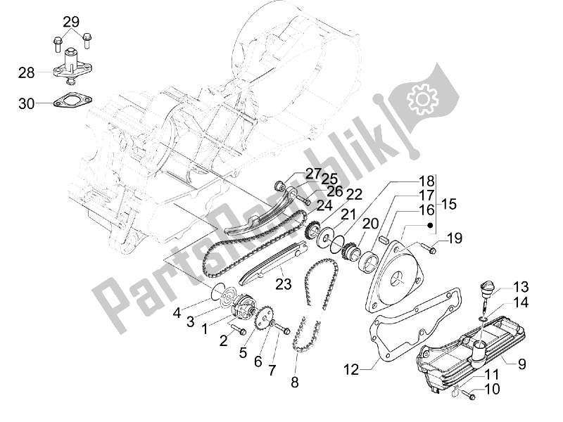 Toutes les pièces pour le La Pompe à Huile du Piaggio FLY 50 4T 4V USA 2 2014