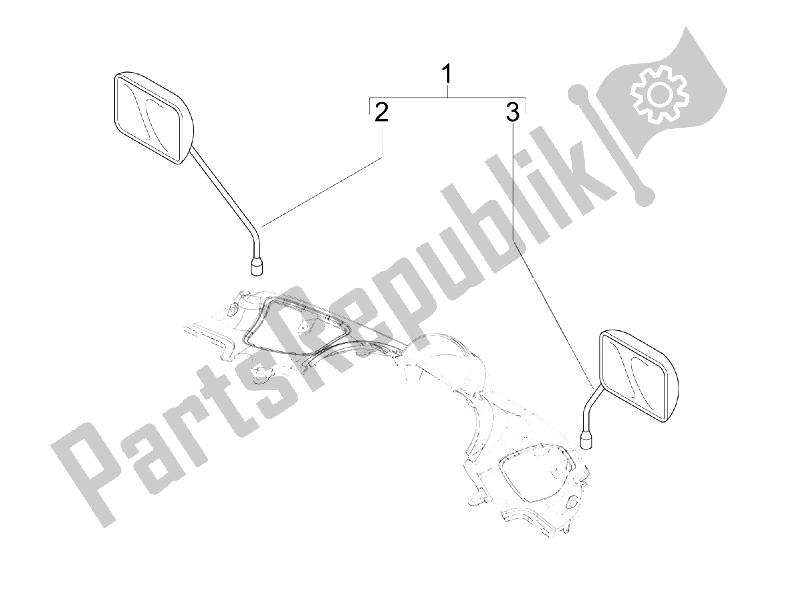 All parts for the Driving Mirror/s of the Piaggio Beverly 300 IE Tourer E3 2009