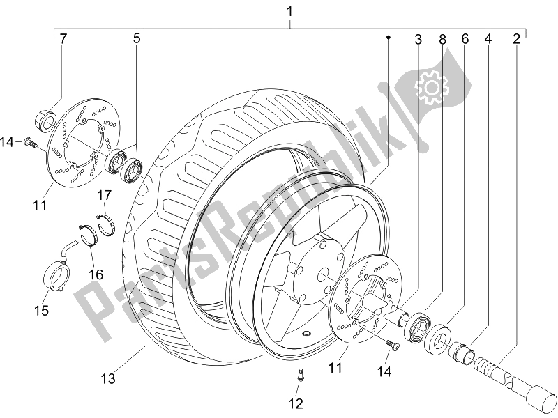 Toutes les pièces pour le Roue Avant du Piaggio X9 125 Evolution Euro 3 UK 2007