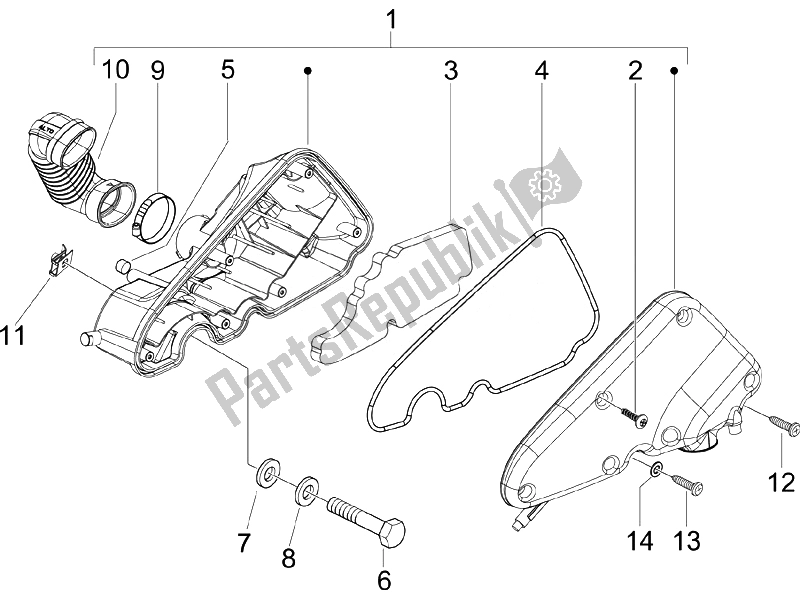 Toutes les pièces pour le Filtre à Air du Piaggio Liberty 50 4T PTT D 2014