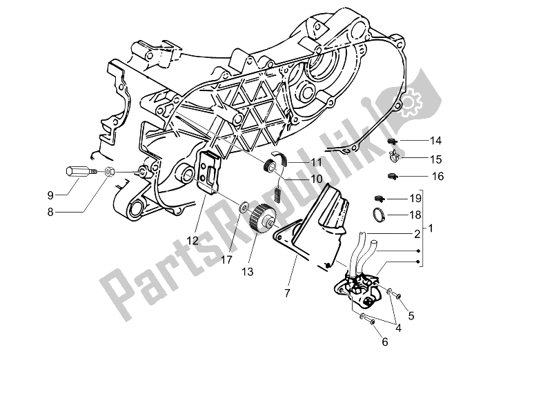 All parts for the Oil Pump of the Piaggio Liberty 50 2T Sport 2007