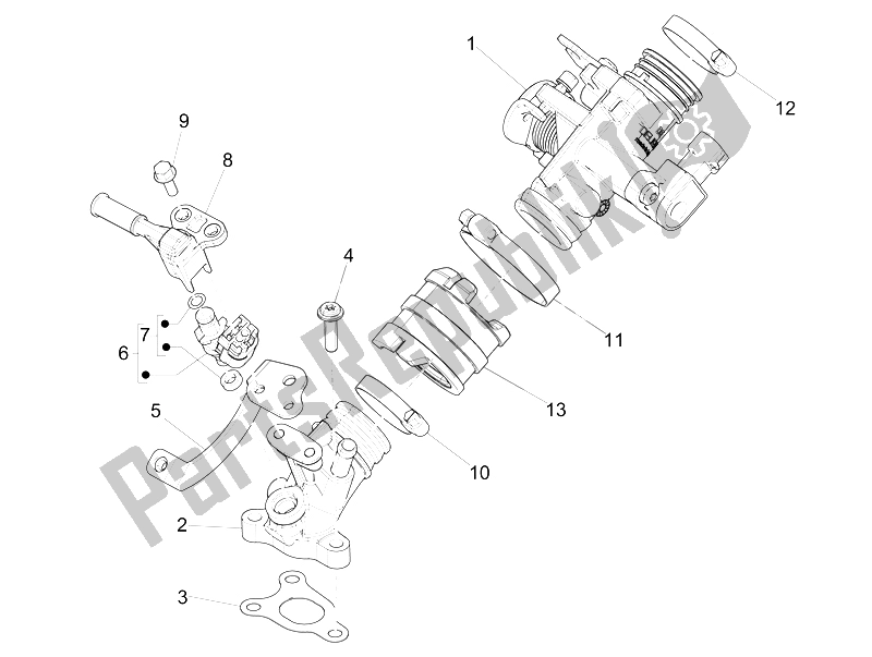 Toutes les pièces pour le Corps De Papillon - Injecteur - Tuyau Union du Piaggio Liberty 50 Iget 4T 3V Emea 2015