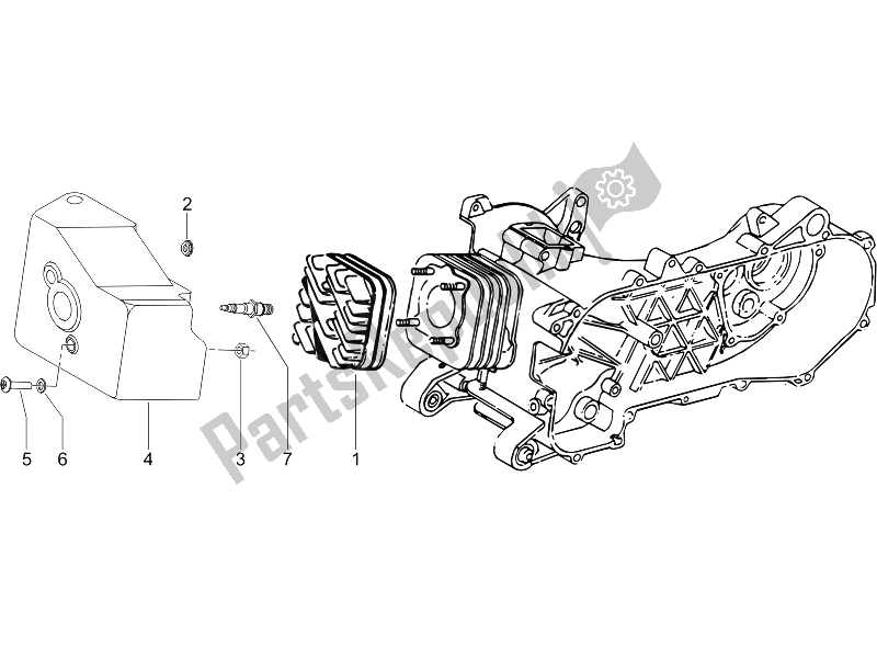 All parts for the Cylinder Head Cover of the Piaggio FLY 50 2T 25 KMH B NL 2005