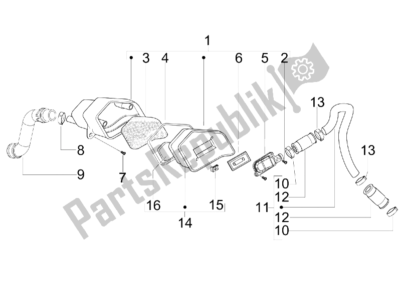 Tutte le parti per il Air Box Secondario del Piaggio Liberty 50 2T 2008