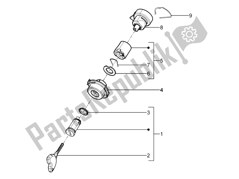 Toutes les pièces pour le Serrures du Piaggio Typhoon 125 4T 2V E3 2010