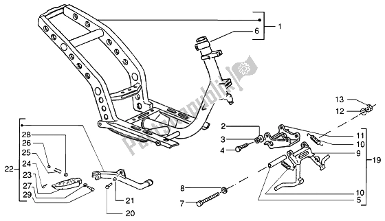 Toutes les pièces pour le Pied Central Chasis du Piaggio NRG MC3 DD 50 2002