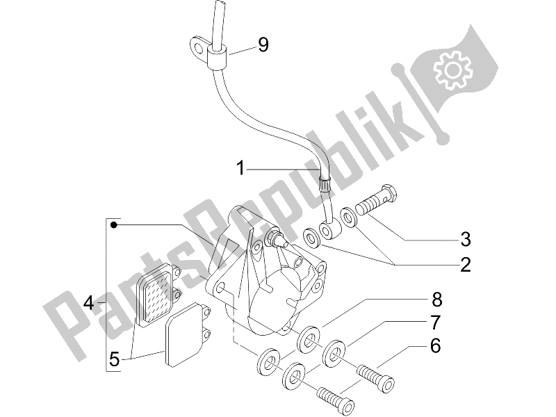 All parts for the Brakes Pipes - Calipers of the Piaggio Liberty 125 4T Sport UK 2006