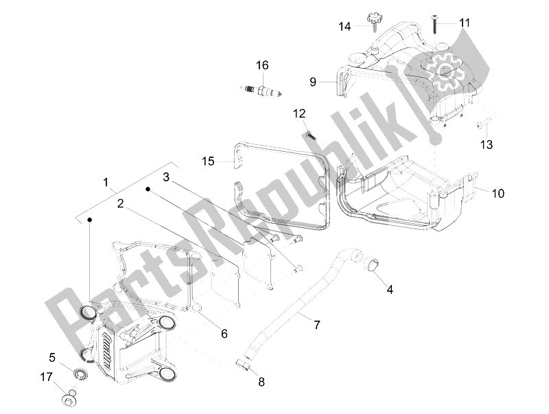 Tutte le parti per il Coperchio Della Testata del Piaggio FLY 50 4T 4V USA 2 2014