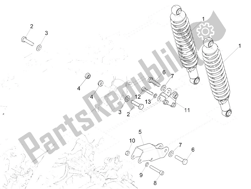 All parts for the Rear Suspension - Shock Absorber/s of the Piaggio Medley 125 4T IE ABS 2016