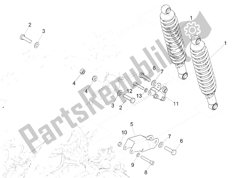 Todas las partes para Suspensión Trasera - Amortiguador / S de Piaggio Medley 125 4T IE ABS Vietnam 2016