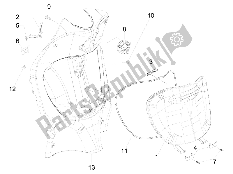 All parts for the Front Glove-box - Knee-guard Panel of the Piaggio Liberty 125 4T Sport E3 2006