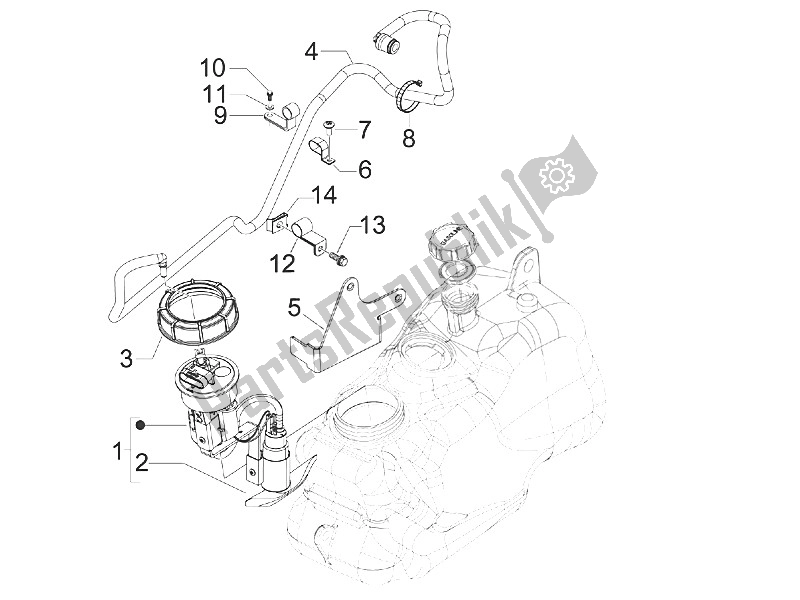 All parts for the Supply System of the Piaggio MP3 400 RL Touring 2011