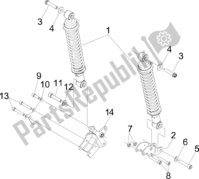 All parts for the Rear Suspension - Shock Absorber/s of the Piaggio X7 125 IE Euro 3 2009
