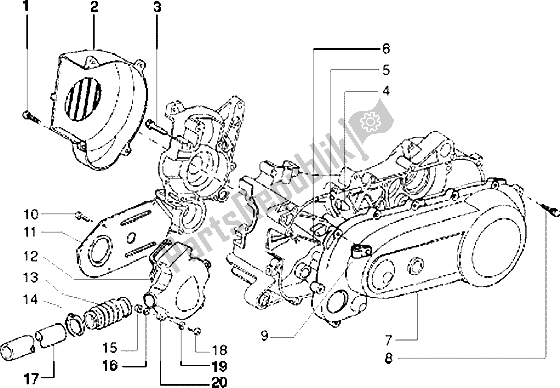 Alle onderdelen voor de Clutch Cover-scrool Cover van de Piaggio Typhoon 125 XR 2003