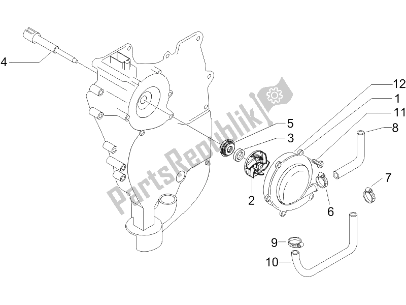 Toutes les pièces pour le Pompe De Refroidissement du Piaggio X9 500 Evolution 2006