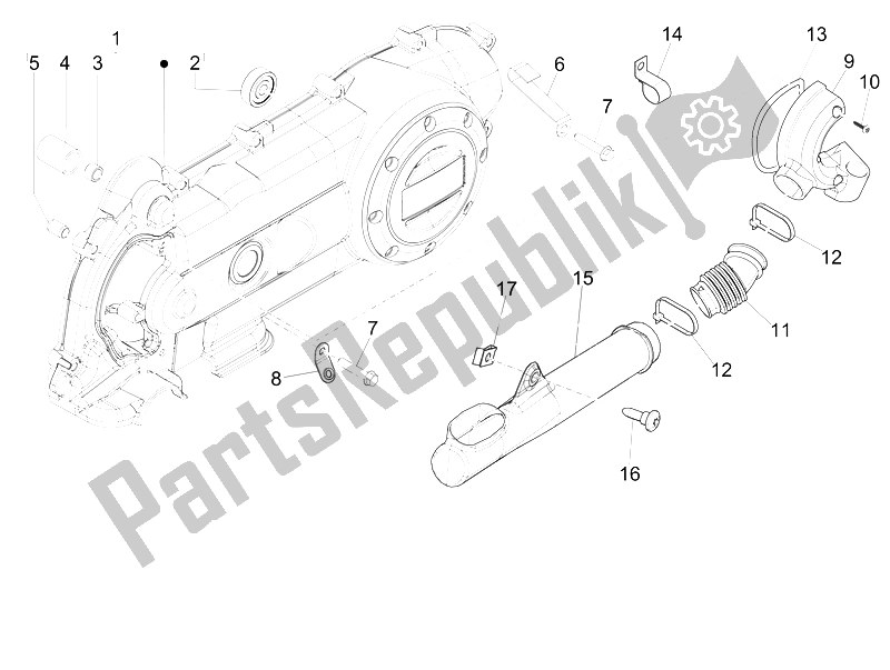 All parts for the Crankcase Cover - Crankcase Cooling of the Piaggio FLY 50 4T 4V 2012